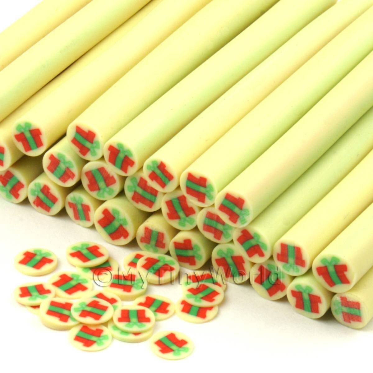4 x Handmade Christmas Parcel Nail Art Cane