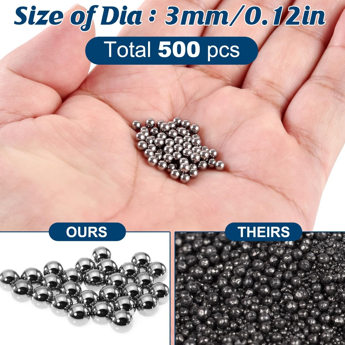 500 PCS G25 Precision Chrome Steel Bearing Balls 3mm Hardened Solid DIY Tool