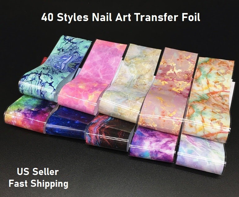 40 Styles 4x100cm Galaxy Meteor Star Transfer Foil Nail Art Sticker Manicure DIY
