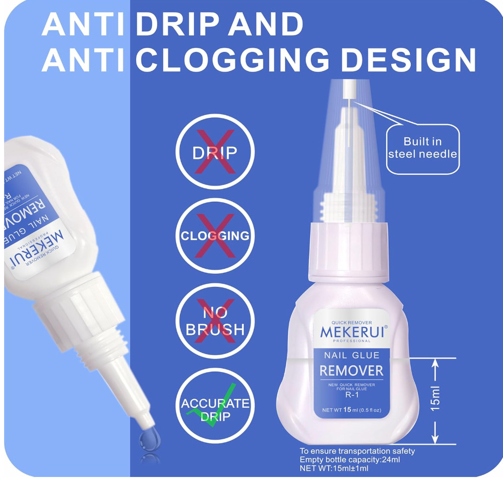 Super Strong Nail Glue Gel & Quick Remover Kit–10+ Day Hold, No UV, Easy Removal