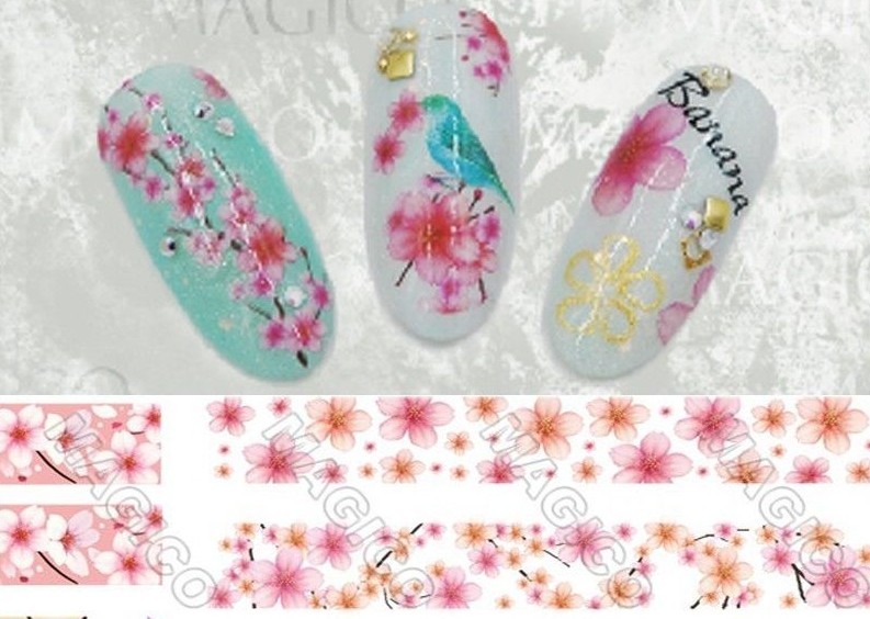 Cherry Blossom Flower Nail Art Stickers Pink Floral decoration Craft Supplies