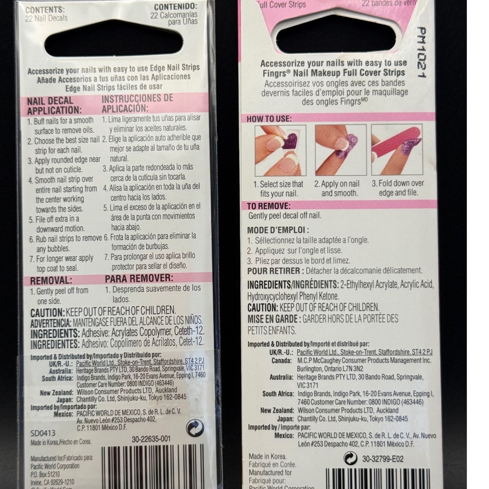 Fingrs Edge Nail Strips 22 Decals Black White Tribal Pattern Nail Makeup