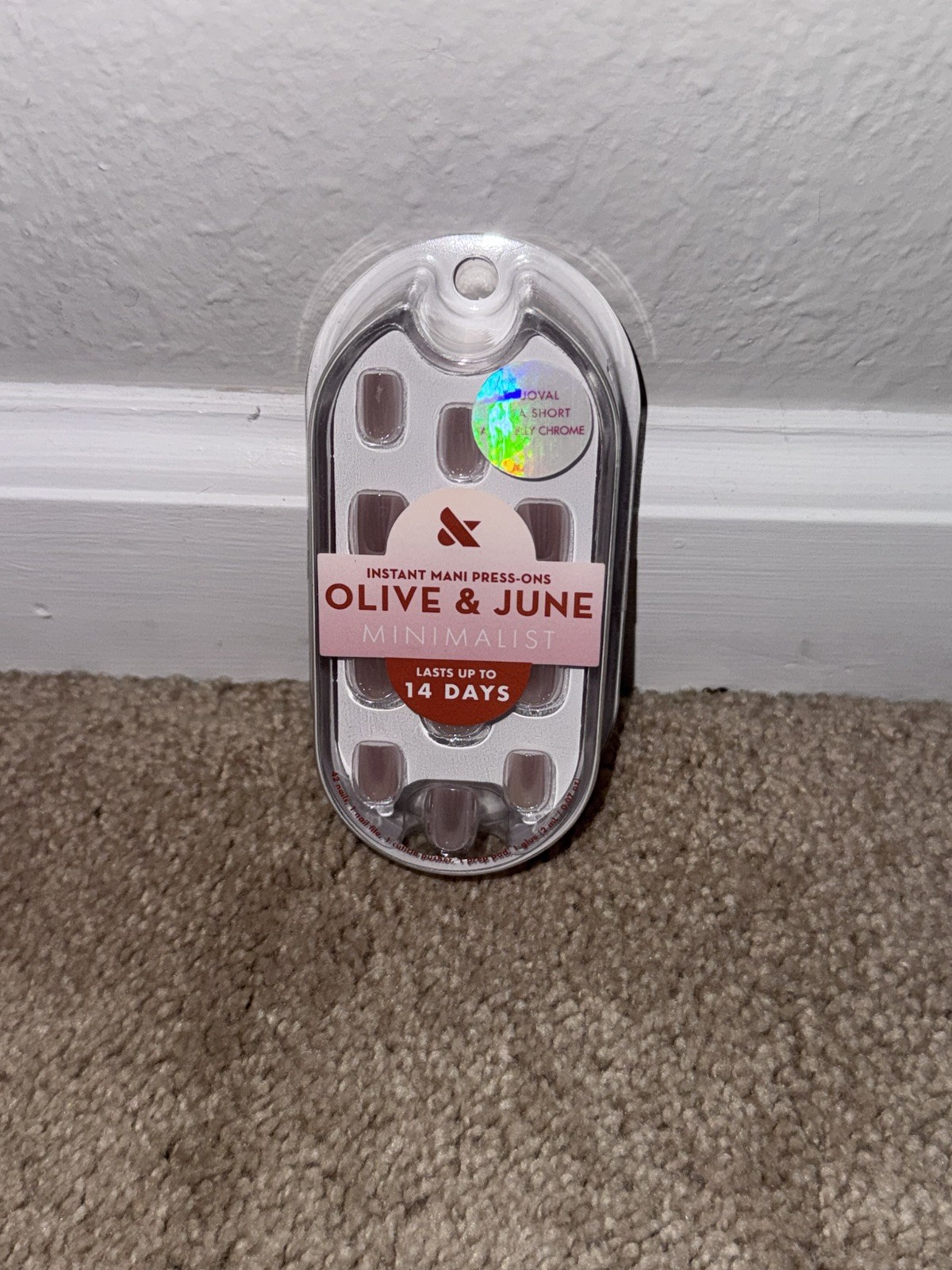 Olive and June Taupe Jelly Chrome Minimalist Instant Press-On Nails Extra Short
