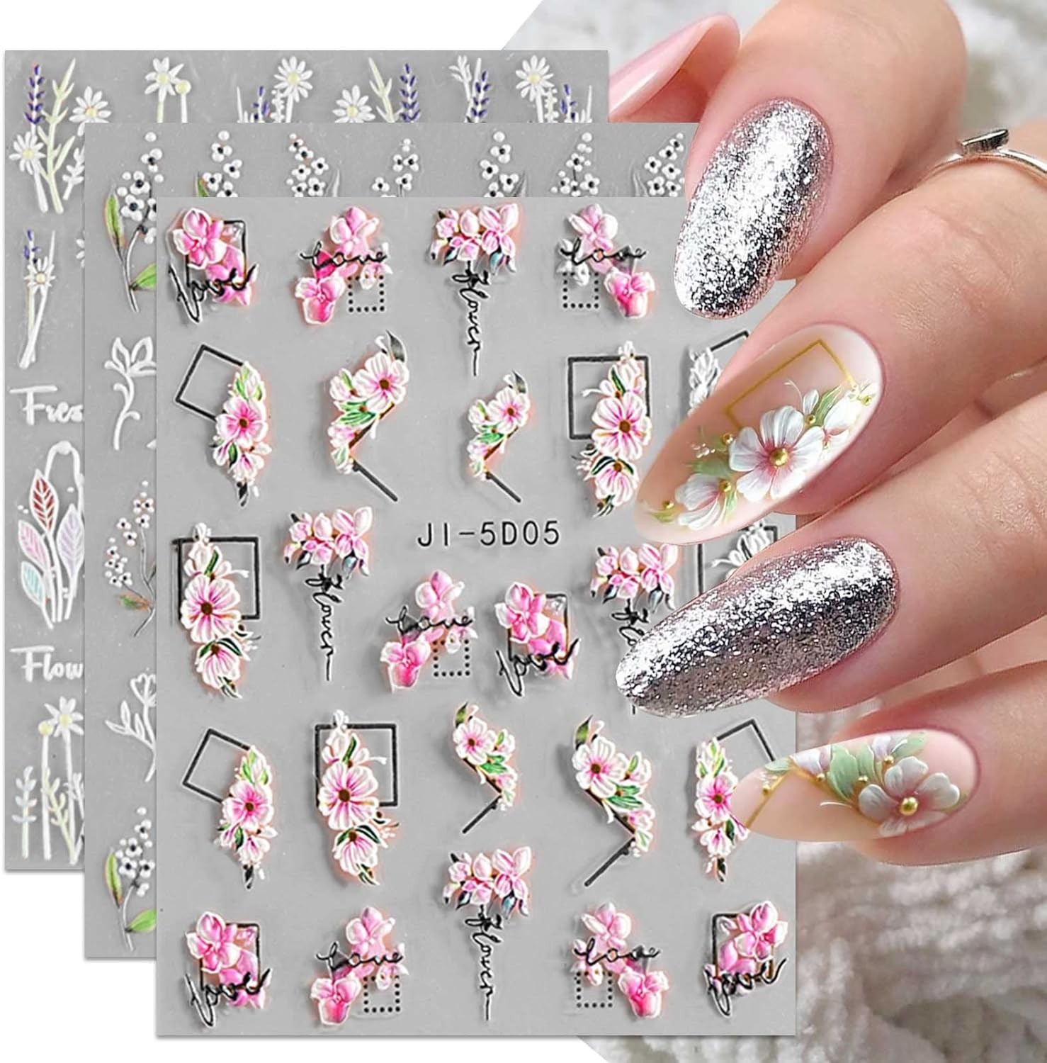 Waterproof 3D Flower Leaves Nail Stickers – Perfect Gift for Nail Lovers