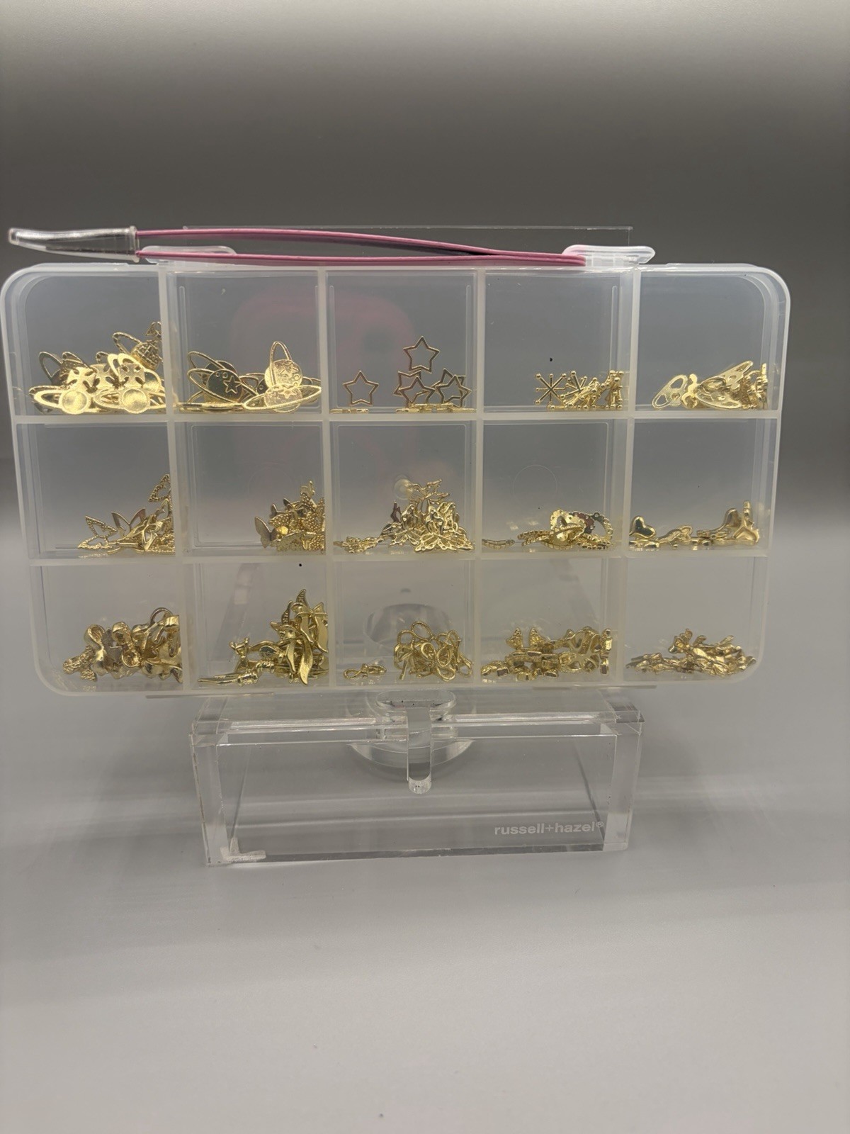 Gold Nail Charms 160Pcs 3D Butterfly, Cherry Heart, Cross, Bow, Star Design
