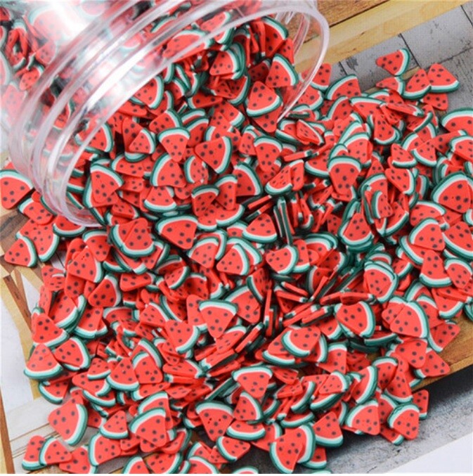 20x Fruit Watermelon Lemon Orange Fimo Polymer Clay Slice for Nail Tips Manicure
