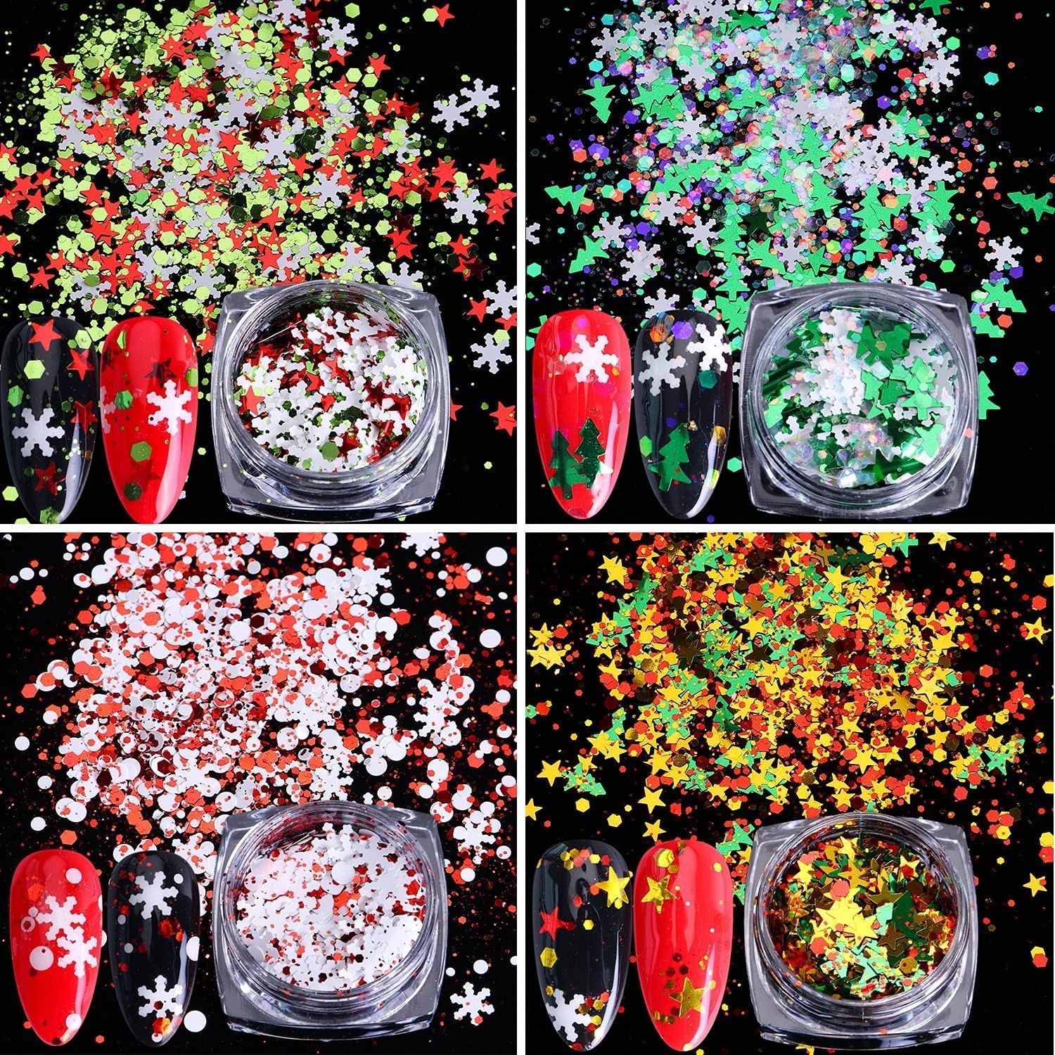 12 Boxes Snowflake Nail Glitter Holographic Christmas Nail Sequins Glitter La…