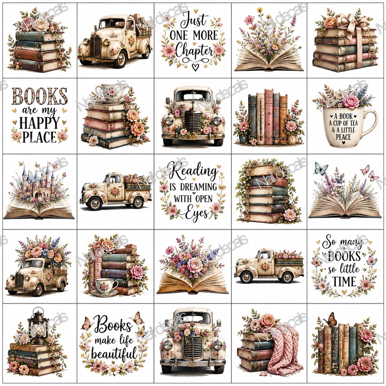 Reading Books Quotes Waterslide Finger Nail Decals Instructions (set of 50) JM