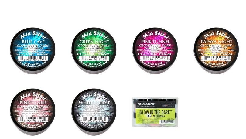 NAIL ART “GLOW IN THE DARK” ACRYLIC POWDER 6 COLORS – MIA SECRET