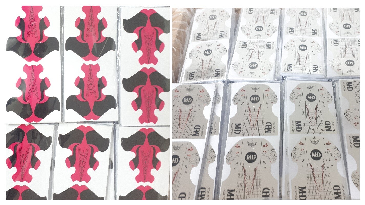 Nail Form Stickers – Acrylic UV Gel Extension Guide | Red/Silver | Pick Qty | UK