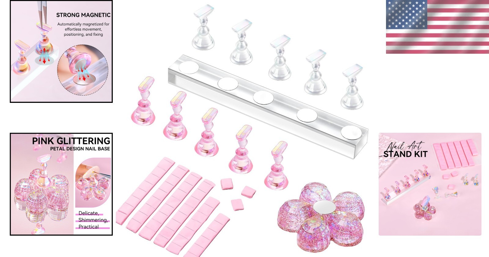 Portable Acrylic Nail Stand with Rainbow Holders for Salon & DIY Enthusiasts