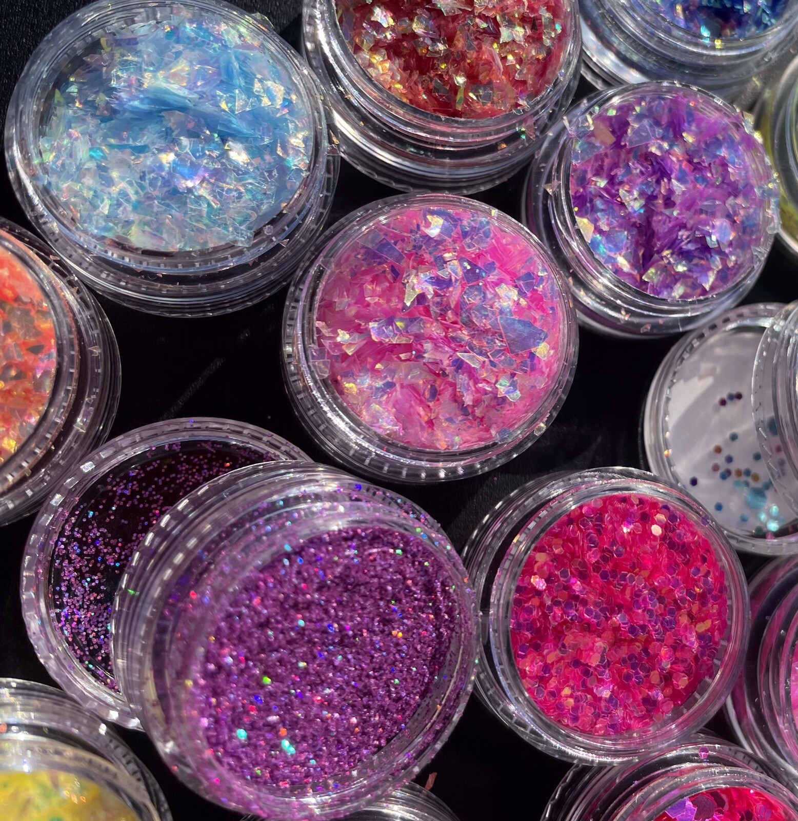 Glitter Bundle Fine Glitter Iridescent Nail Flakes 6pcs Stacks Nail Craft MUA