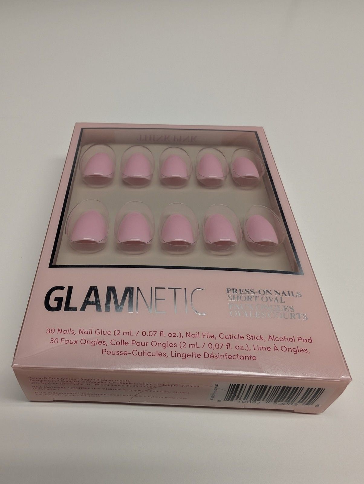 Glamnetic Premium Nails, Think Pink , Solid Opaque, Light Pastel Pink, Short NIB