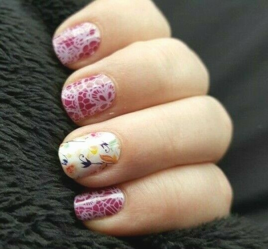 Jamberry Nail Wraps ~ HALF SHEET ~ LADY LACE Retired Rare Fall Floral
