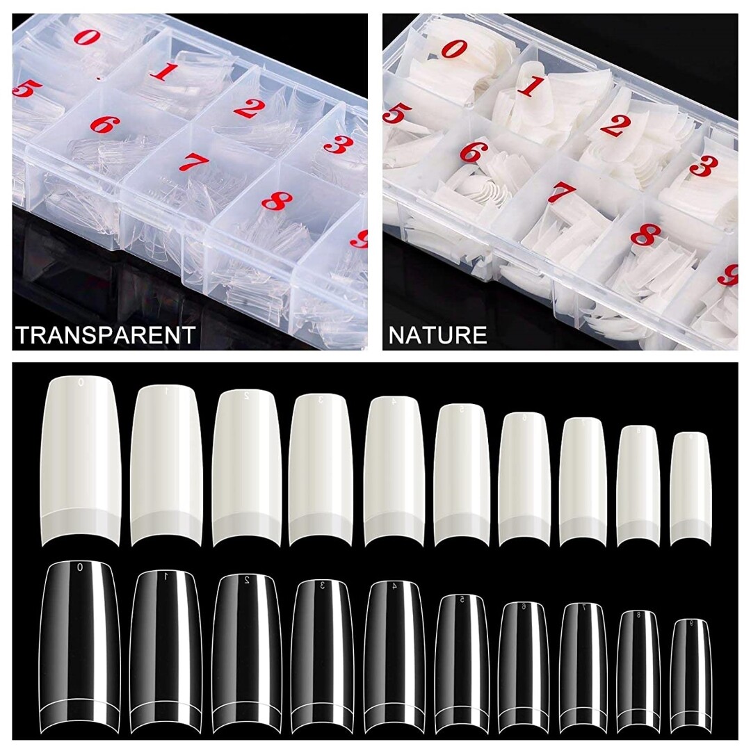 Kit De Uñas Acrilicas 1000 Pcs, 10 Tamaños Para Arte de uñasSalones Y Hogar DIY