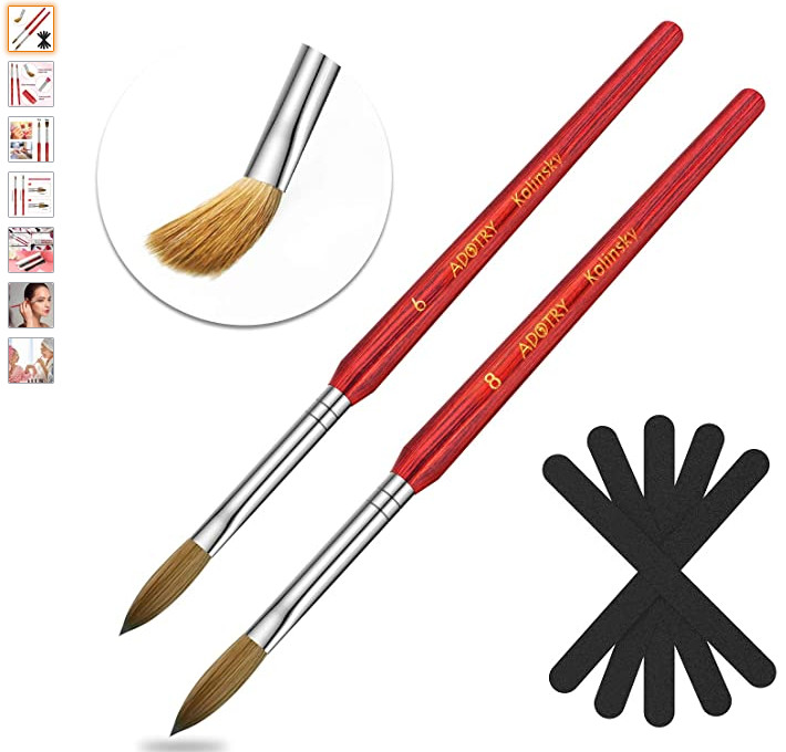 Nail Brush 100% Pure Kolinsky Hair Acrylic Nail Art Brush Red Wood Pen Nail Brus