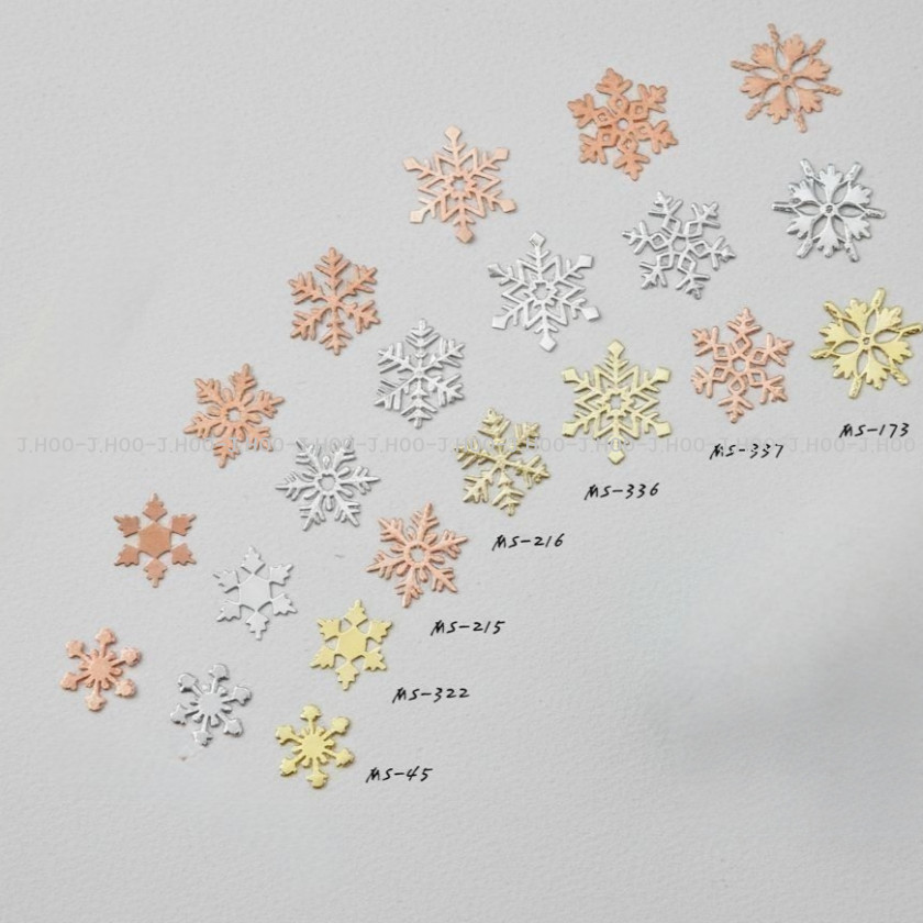 Easy Curve Snowflake Metal Nail Charms Thin Flexible Nail Art Decoration 100pcs