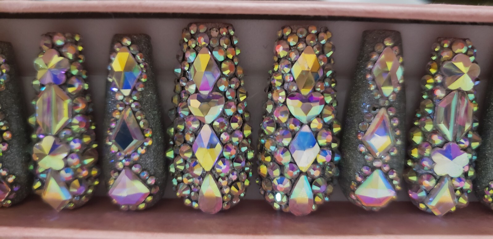 Handmade Red bottom long coffin Bling lux press on nails custom size shape lengt
