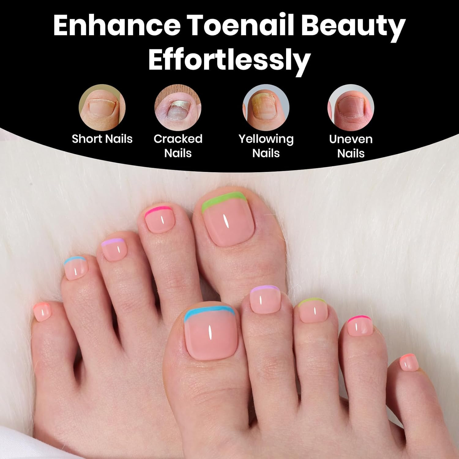 Beetles Toe Nail Tips Square – 16 Sizes 192 Pcs Full Cover Nail Tips Fake Acryli