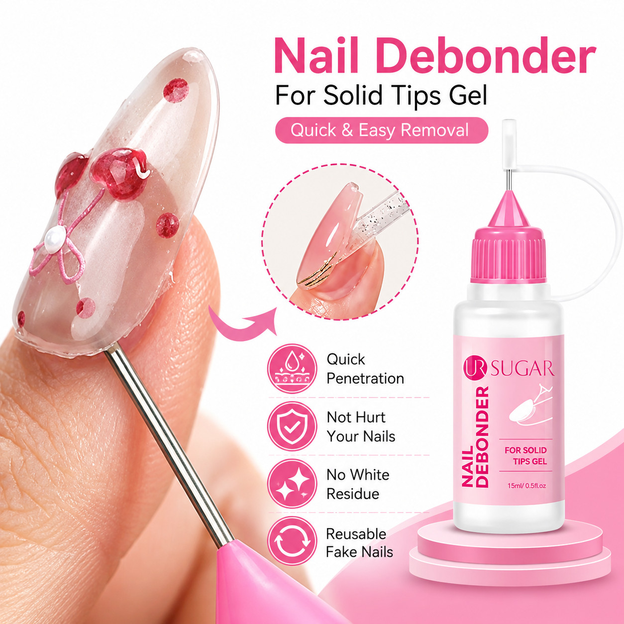 15ml Nail Glue Remover for Press On Nails Gel X Soft Gel Tips Adhesive Remover
