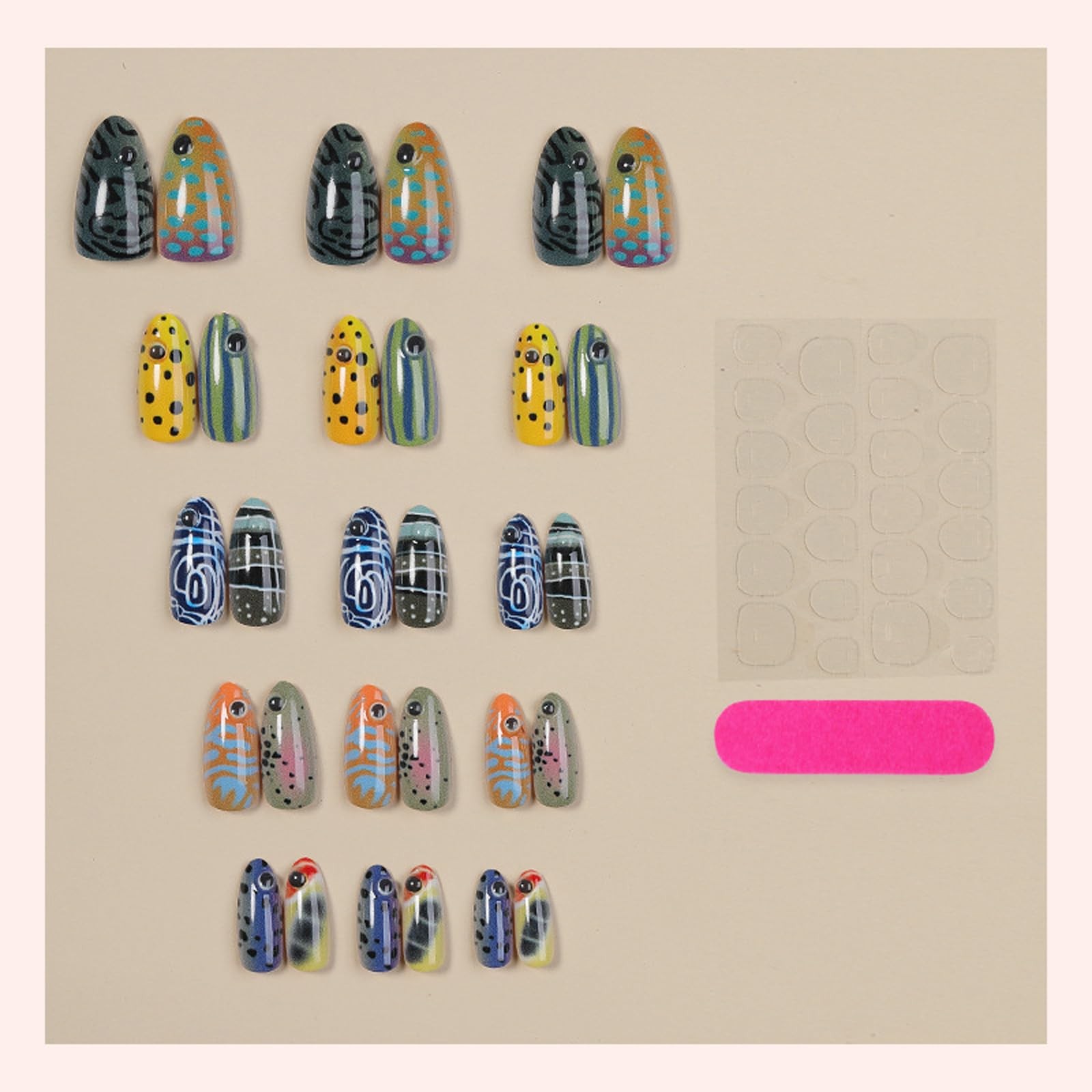 KASOICRA Medium Almond Fish Press On Nails