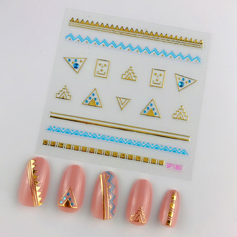 Nail Art 3D Nail Decal Stickers Beauty Sticker Adhesive Gold Snowflake Flower