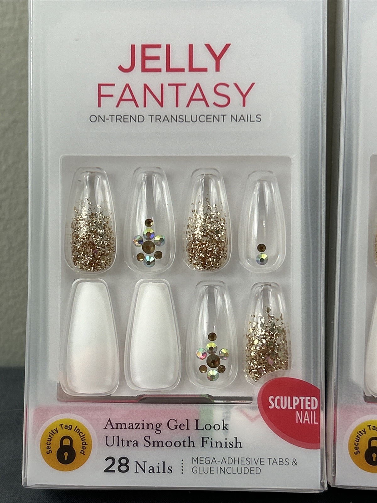 2 Kiss Jelly Fantasy on-trend translucent Rhinestones Press On nails Long 79951