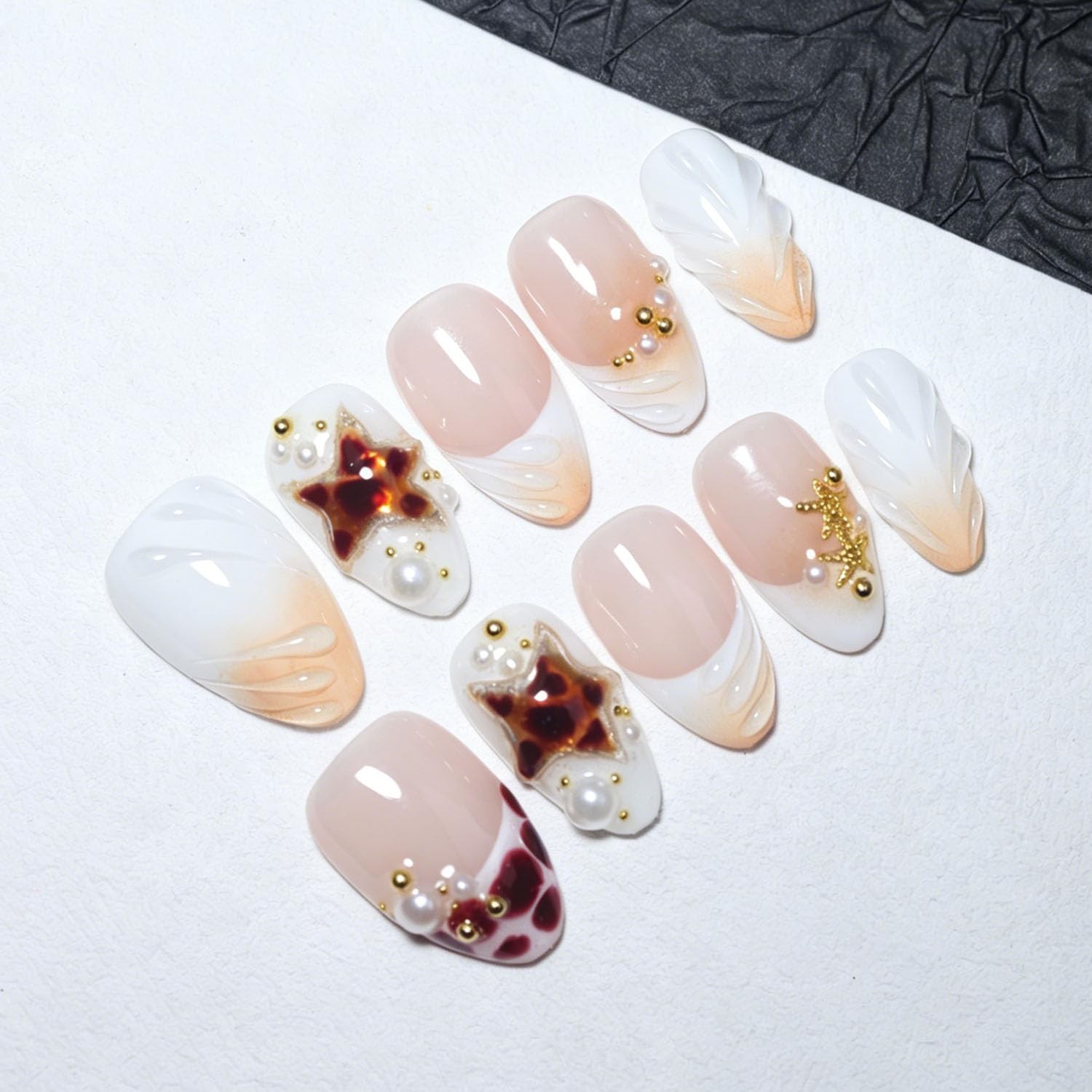 EasierGlow Short Almond Press On Nails UO05 XS