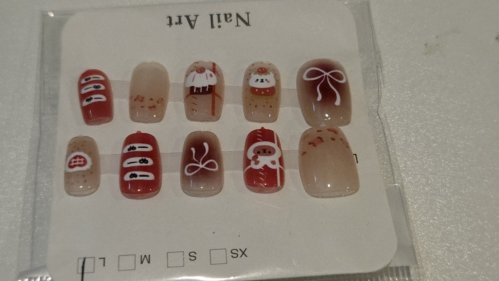 Christmas Press-On Nails 3D Multicolor Short Square Full Cover Pre-Designed