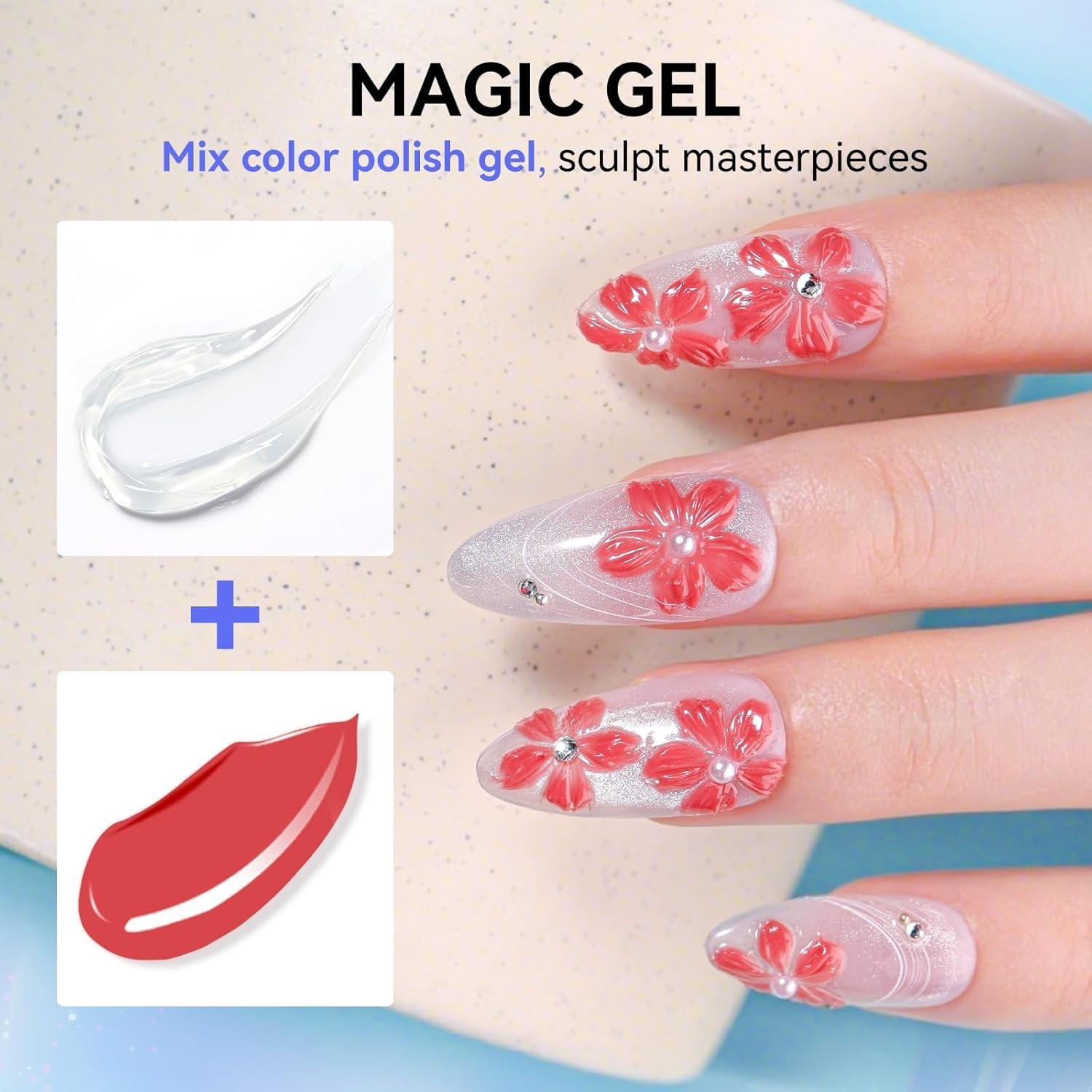 Versatile Clear 3D Nail Art Gel for All Nail Types – Easy to Apply & Mix