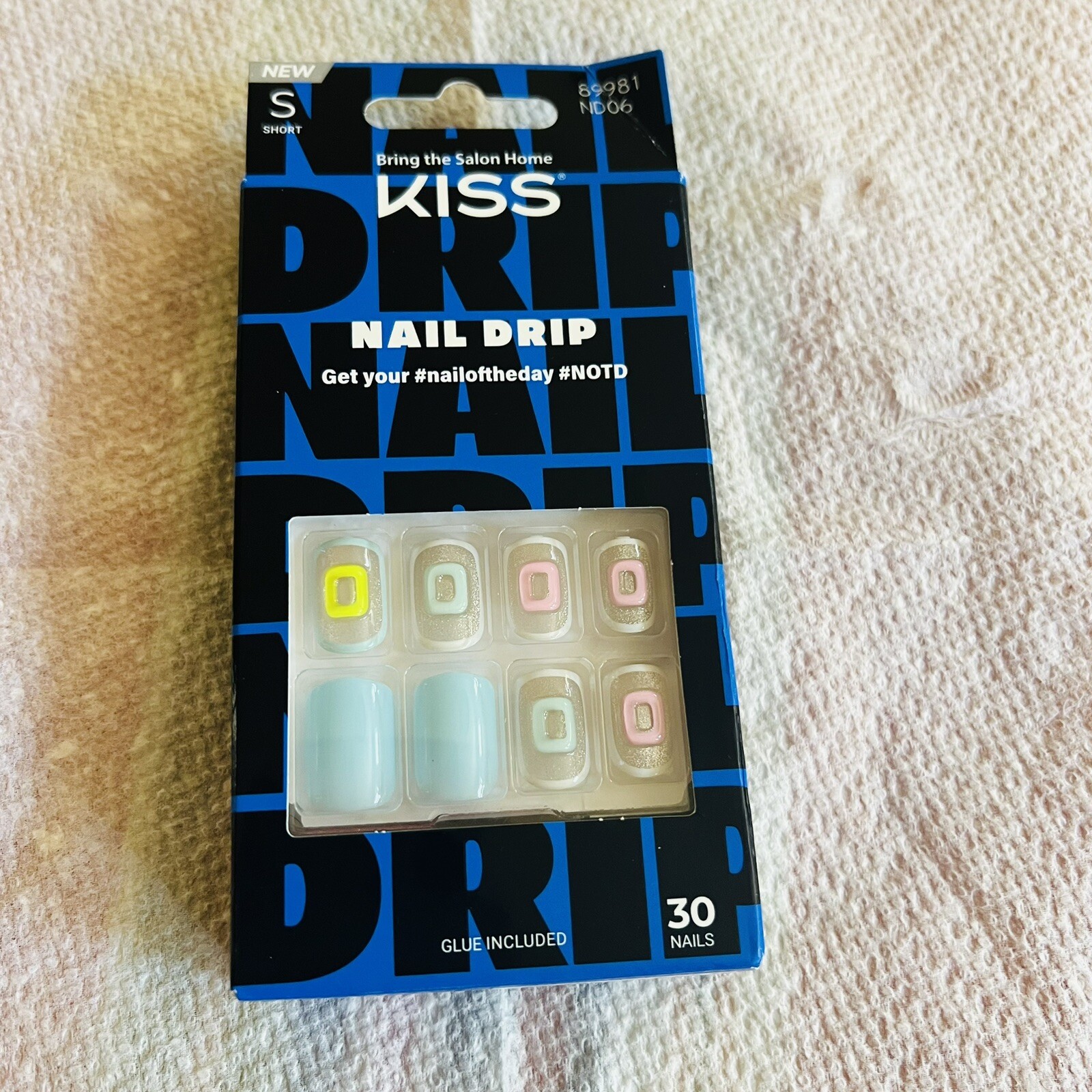 Kiss Nails Gel Fantasy Glue Manicure Short 30 Count 89981 ND06 Vegan Soy Ink New