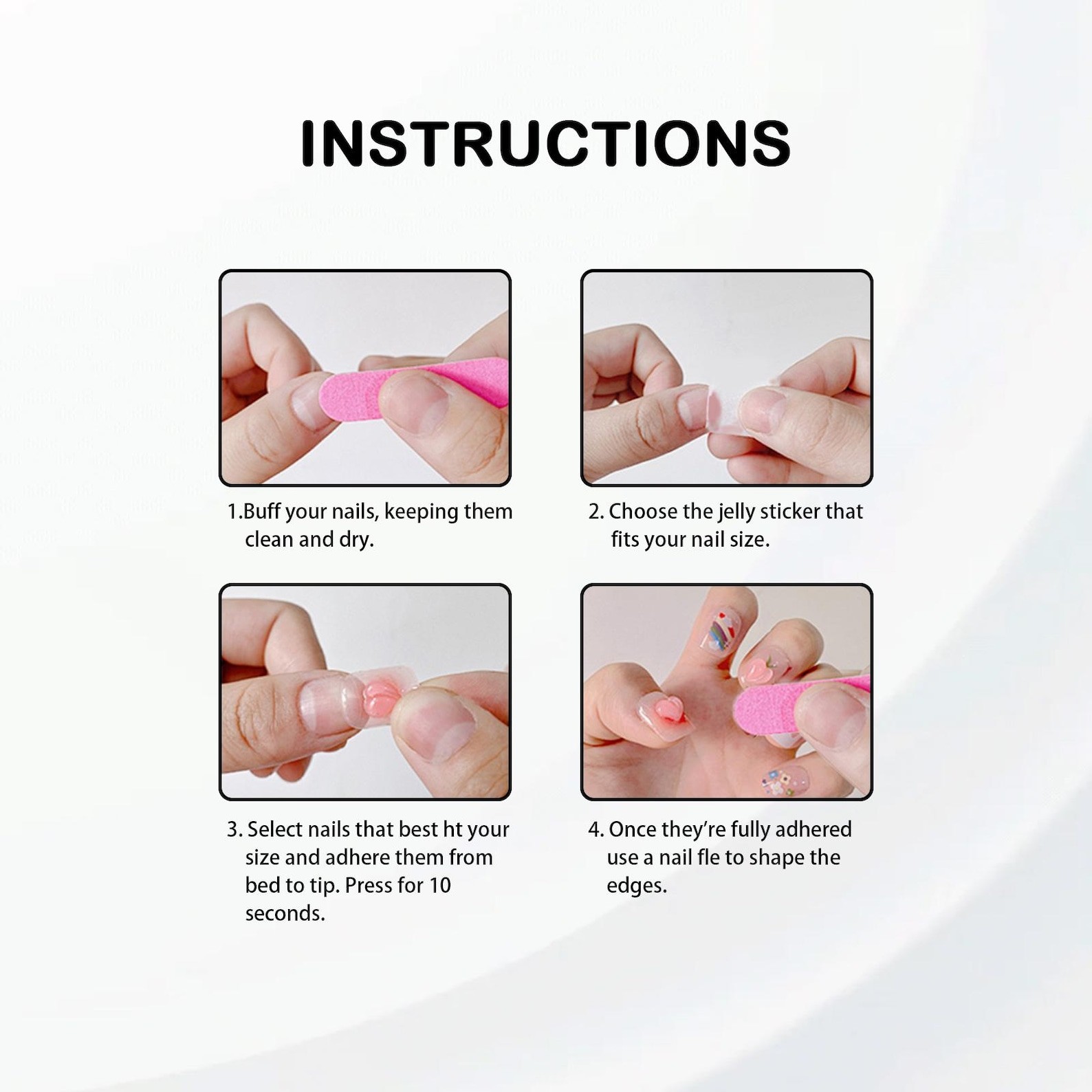 Handmade Pink 3D Flower Shell Starfish Pearl Medium Square Press on Nails