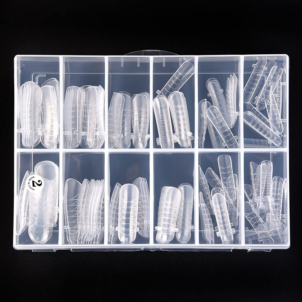 120 Pcs Clear Full Cover Dual Nail System Form UV Gel Acrylic Nail Art Mold