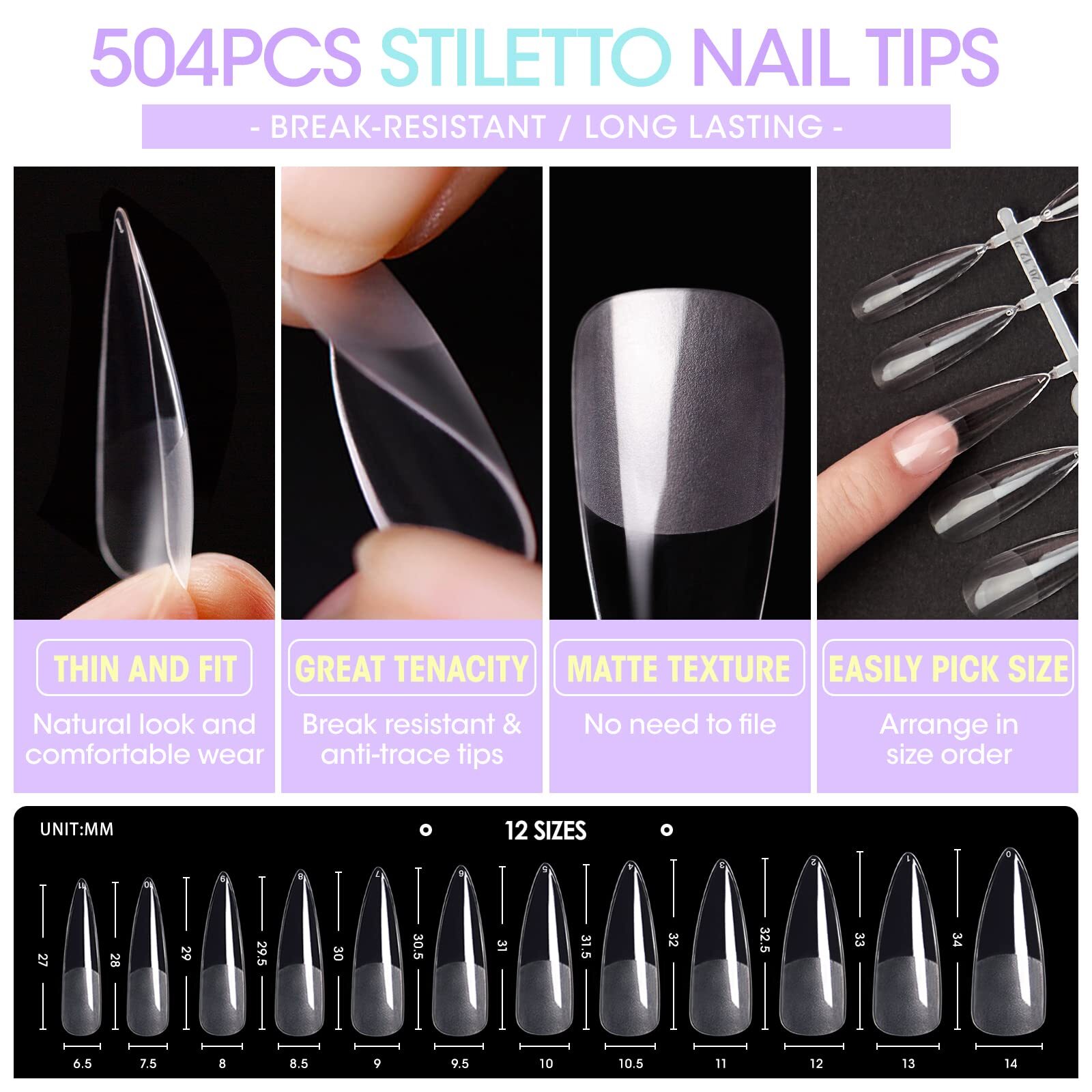 Nail Tips & Glue Gel Kit, Acrylic Nails UV Lamp, Glue, Nail Art Tools Gift Set