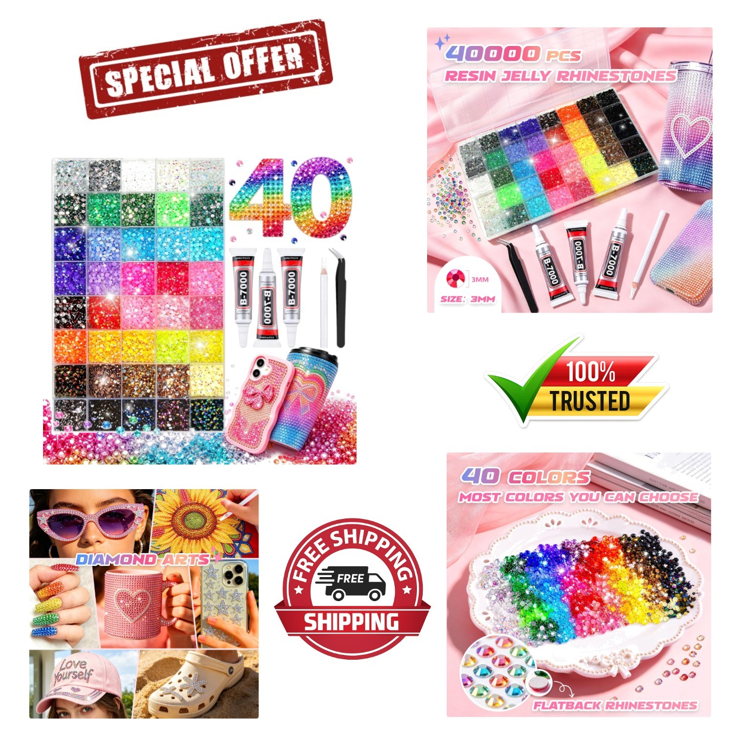 Bedazzling Kit 40 Colors Bedazzler Kit with Rhinestones Resin Jelly Rhines