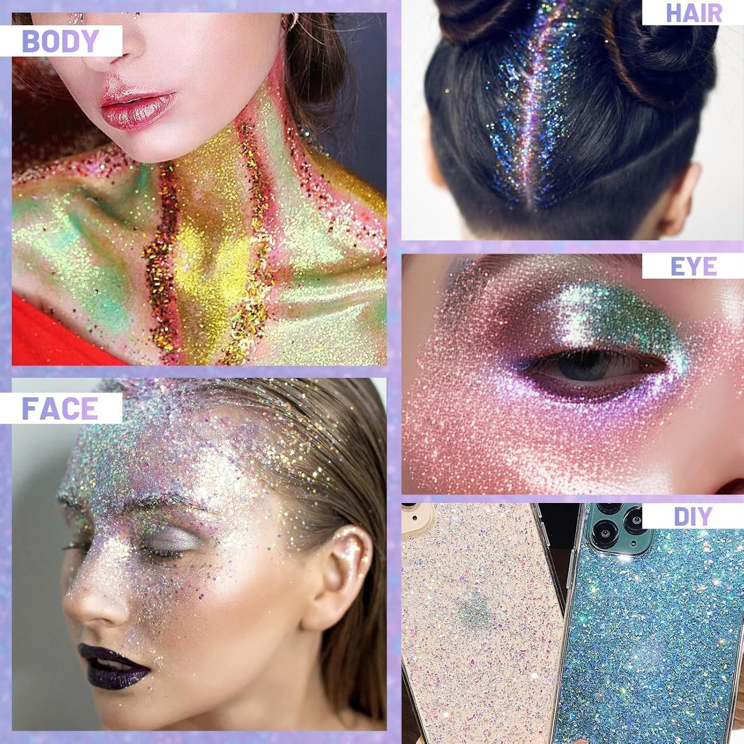 Body Glitter Gel, Roll-On Face Glitter for Mermaid Makeup Festival Rave Accessor