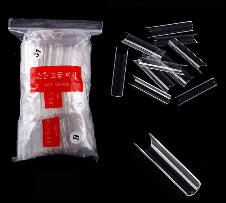 500Pcs/Bag XXL/M/S C Curve False Nail Tips Square Tip Gel Acrylic Nails 10 Sizes