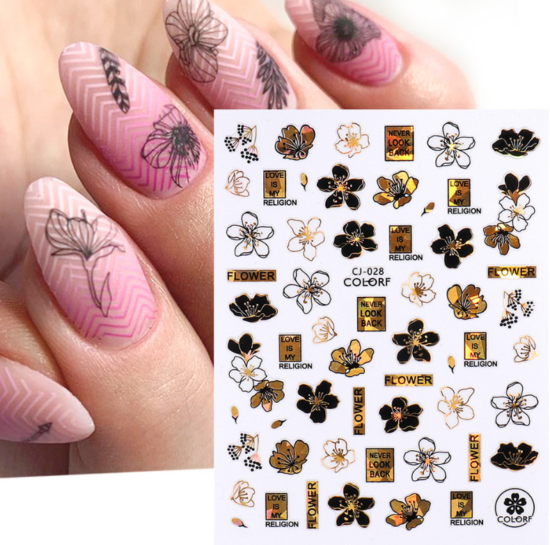 Laser 3D Nail Art Stickers Holographic Daisy Flower Happy Honey Bee Slider ns18