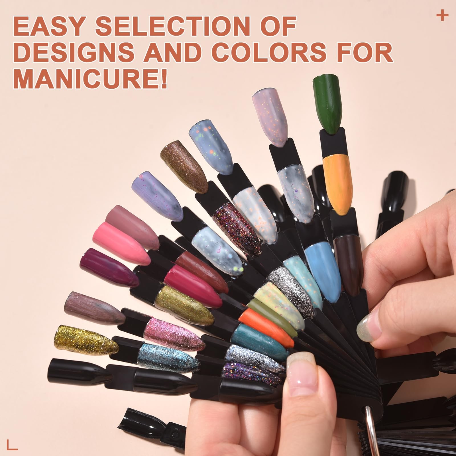 300 Tips Black Nail Swatch Sticks 3 in 1 Nail Display Sticks