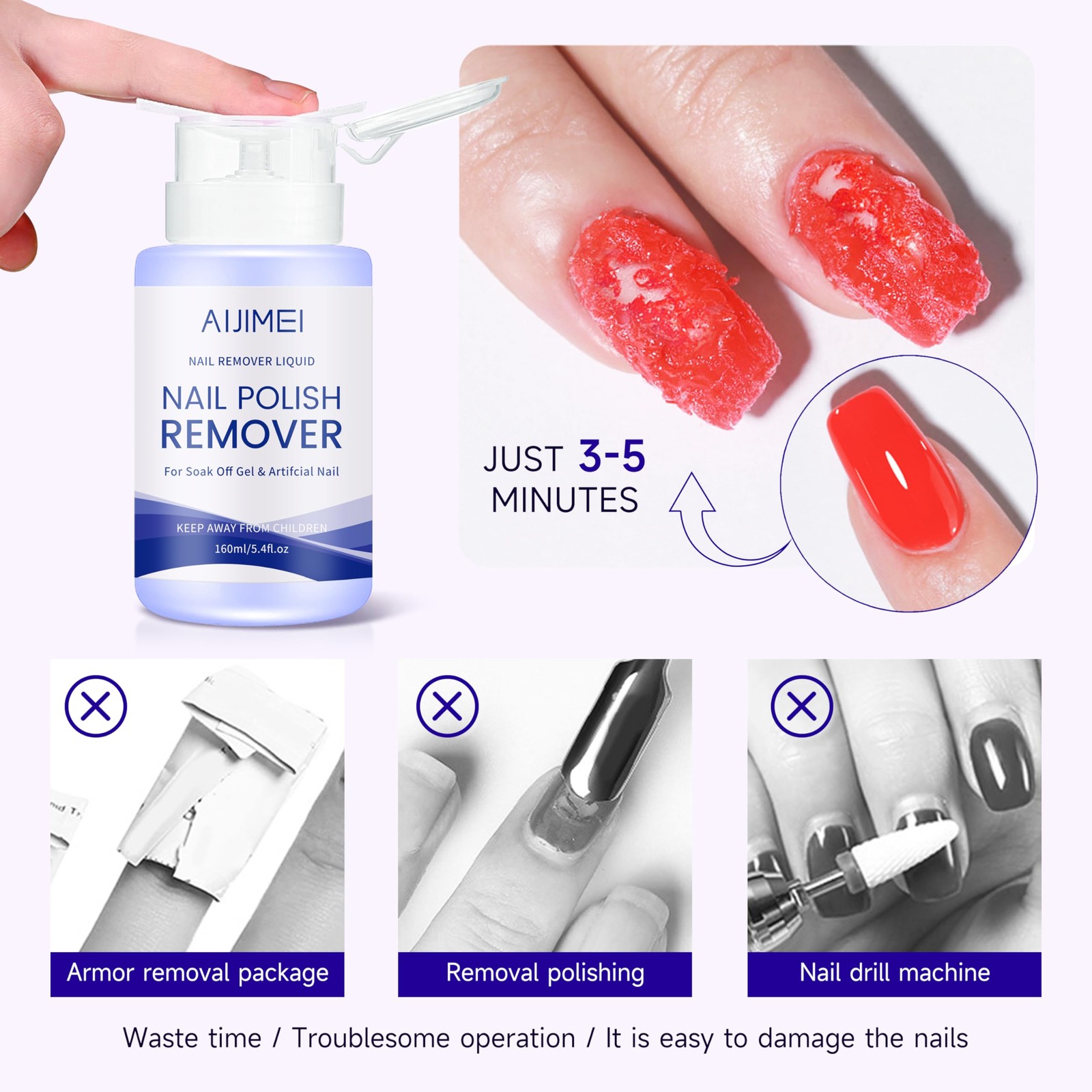 AIJIMEI 160ml Gel Nail Polish 4 Fl Oz (Pack of 1), Remover