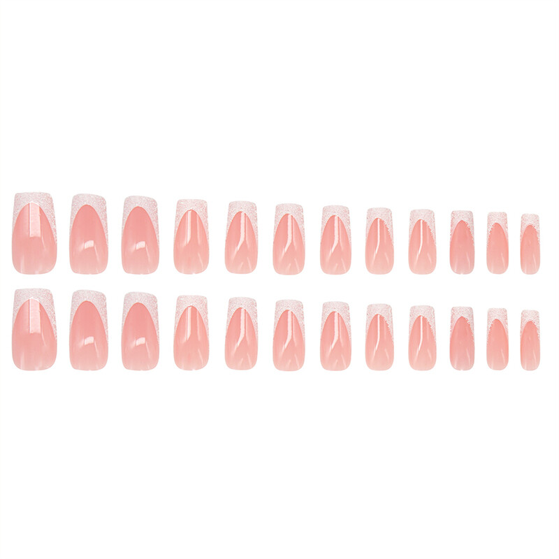 Wearable Fake Nails Bling 24Pcs Designs Medium Long Coffin Decor False Nails