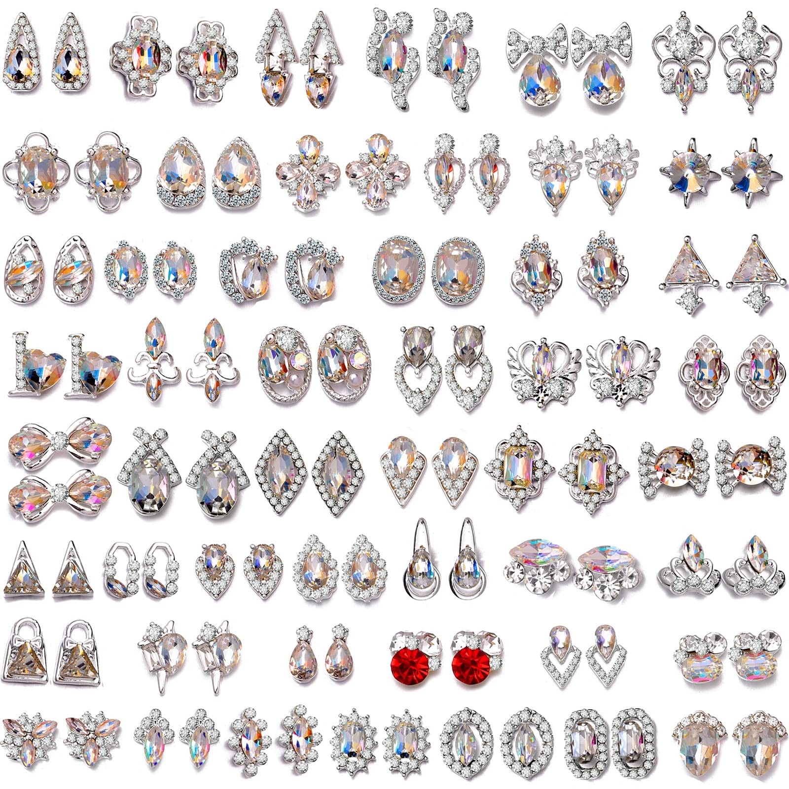 1 Pack of 50 Pcs Fusiform Gold Nail Charms Nail Art Kit 3D Nail Charms Nail Gems