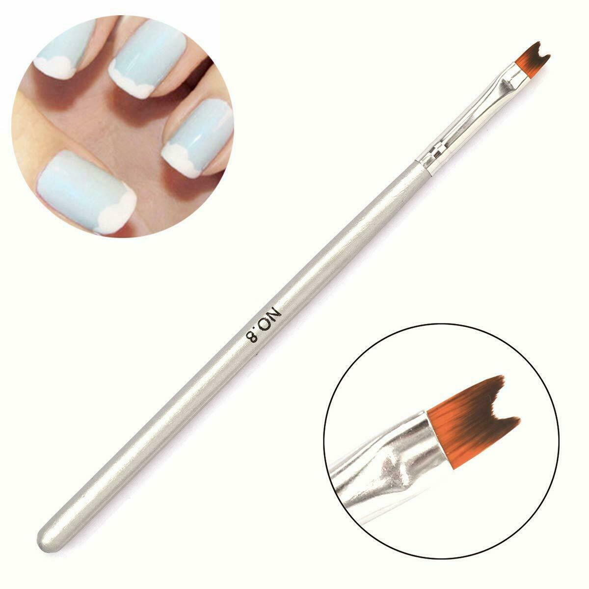 French Nail Tips UV Gel Nail Painting Drawing Half Moon Shape Nail Art Brush #8