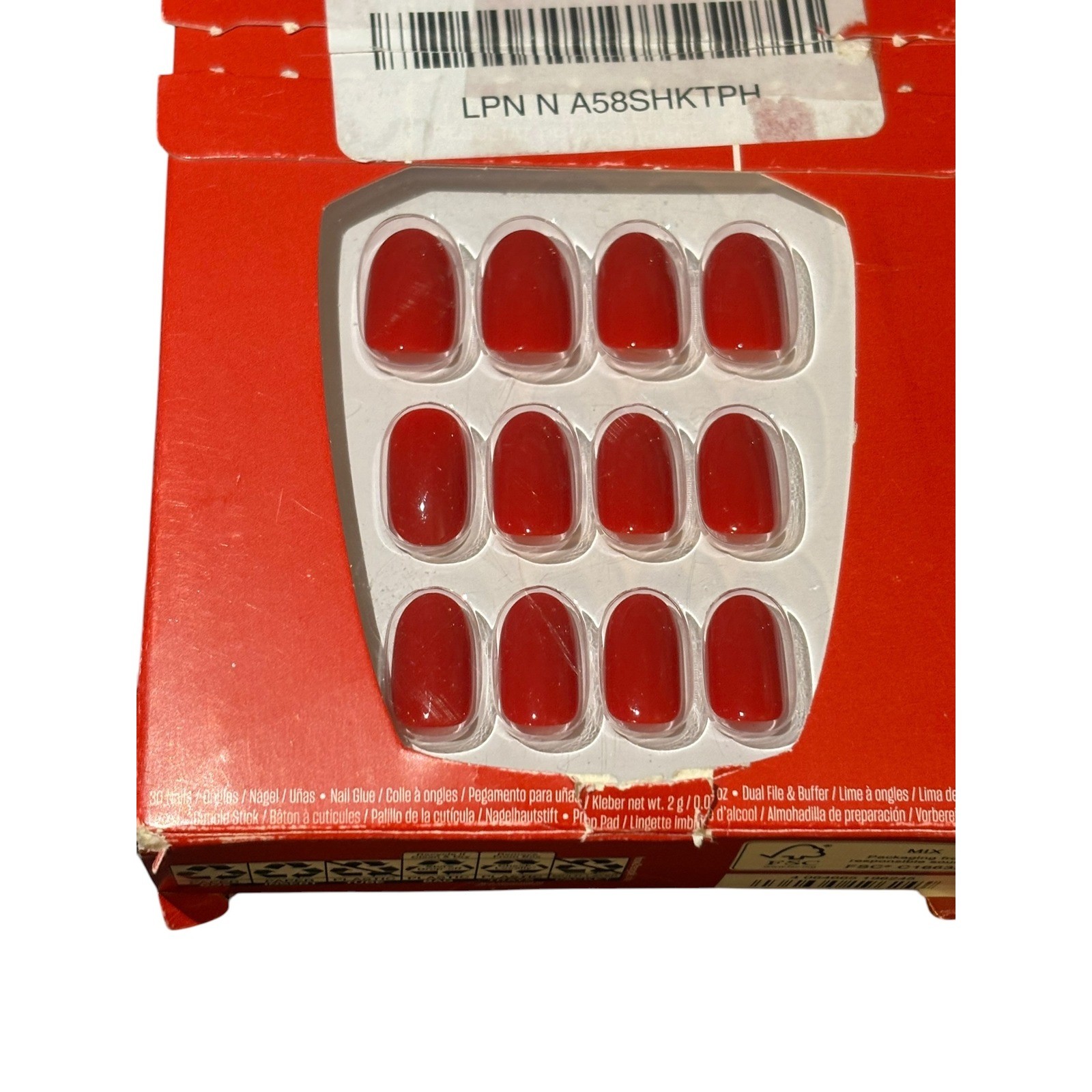 OPI xPRESS/ON Press On Nails Big Apple Red Short Round Gel-Like 30ct Kit