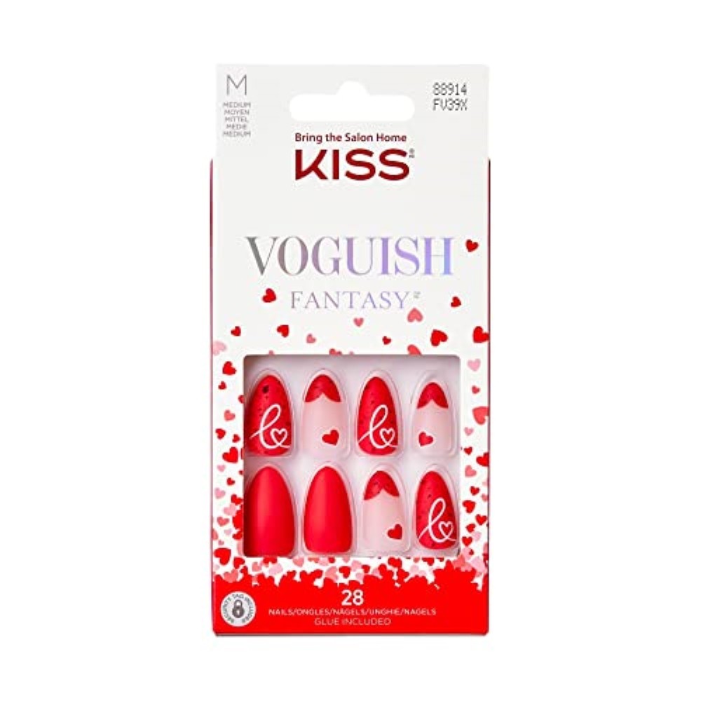 KISS Voguish Fantasy Valentine’s Day Fake Nails, ‘Be MINE’, 28 Count FV39X
