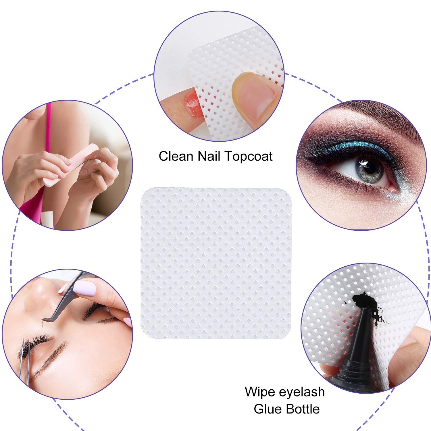 400 Pieces Eyelash Extension Glue Adhesive Wipes 400 Count (Pack of 1), White