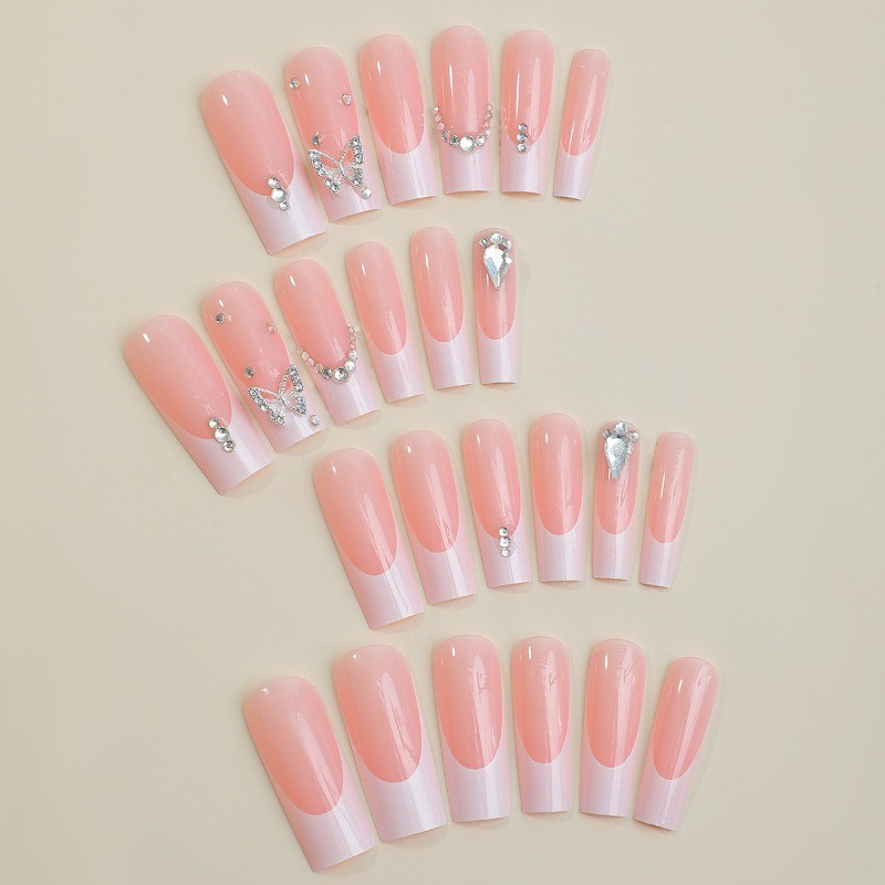 Press on Nail – Luxury Bare White, Extra Long Square Fake Nails, 48 Piece Set
