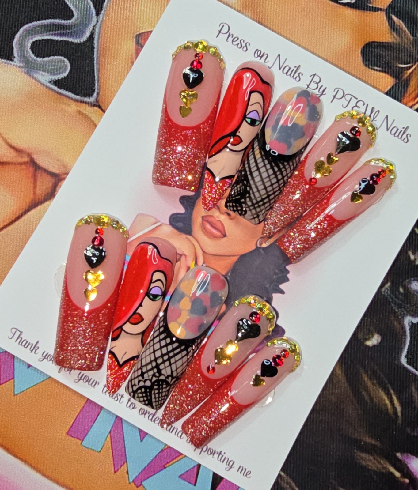 Handmade Gel Press On Nails, Small Size 2,5,4,6,9 XL Long Stiletto +Square
