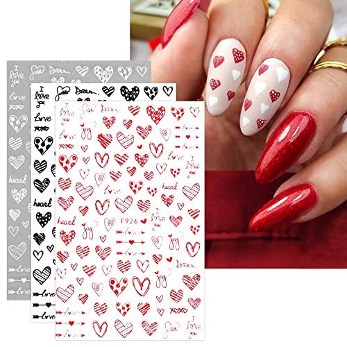 12 Sheets Valentines Day Nail Art Stickers Decals Self-Adhesive Pegatinas