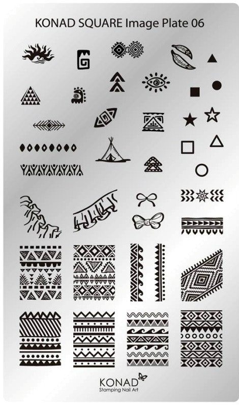 Konad Square Image Plate 6 for Stamping Nail Art Transfer Stencils Tribal